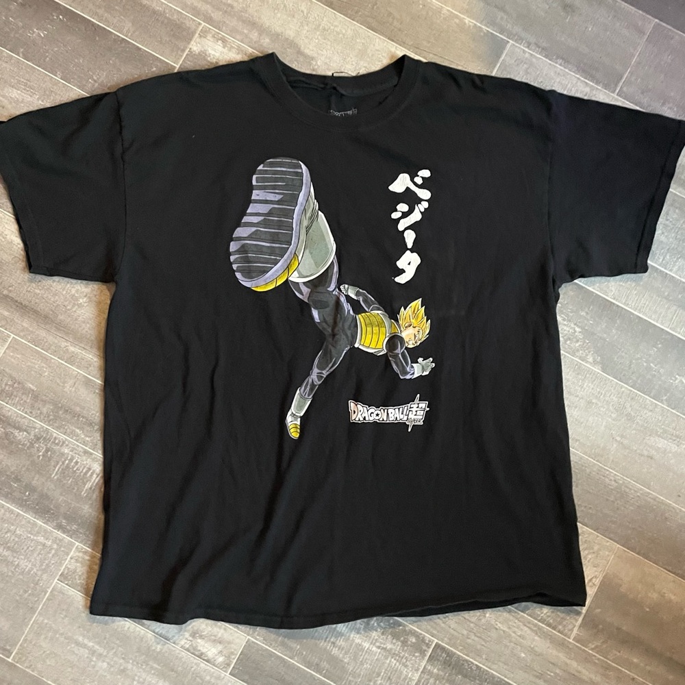 This Dragon Ball Z t-shirt features the iconic character Vegeta in a power